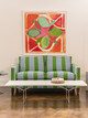 The Hudson Stripe Green Sofa, designed by Scott Yetman, features bold, tailored stripes that bring structure and style to the space. Upholstered in a striking green palette, the sofa adds visual rhythm and elegance. Photography by Christopher Horwood